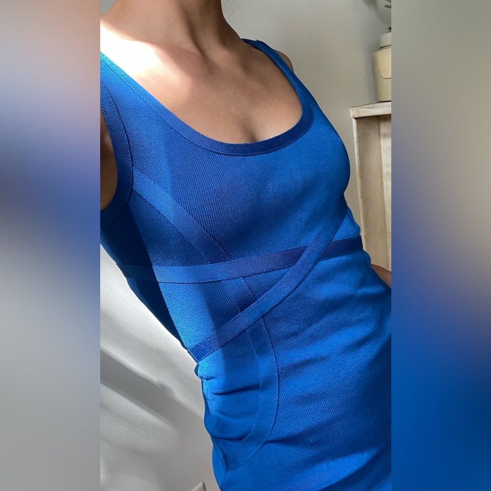Bebe bodycon blue mini dress